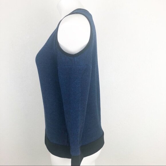 Sanctuary Navy Black Tweed Cold Shoulder Sweater Size S - Picture 3 of 5